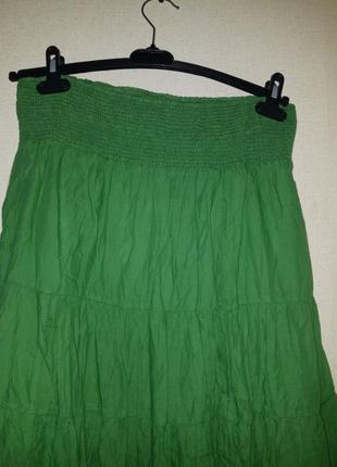 Зелена довга спідниця з натуральної тканини2 фото