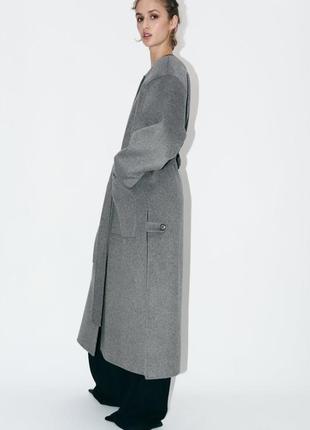 Пальто zw collection із вовною сірого кольору4 фото