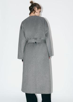 Пальто zw collection із вовною сірого кольору5 фото