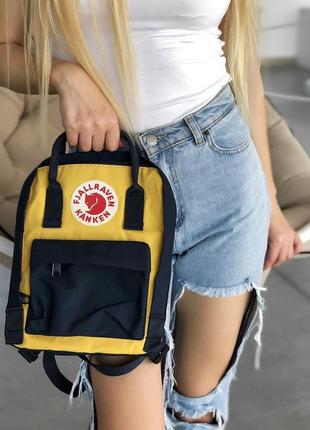 Рюкзак fjallraven kanken mini 7 l black  yellow купить фьялравен канкен мини желтый черный2 фото