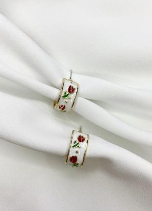 Сережки в українському стилі з тюльпанами