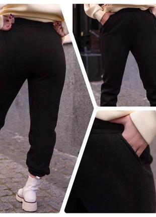 Карго брюки на флисе теплые брюки карго карманы спортивные высокая посадка резинки манжеты брюки джоггеры оверсайз1 фото