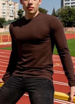 Реглан лонгслив мужской футболка с длинным рукавом hector однотонный шоколад