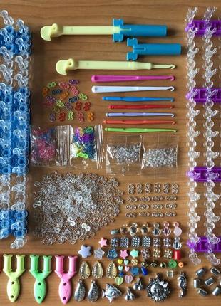 Разноцветные матовые резинки в пачках для творчества детей  плетения браслетов и фигурок с аксессуар6 фото