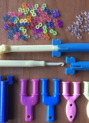 Разноцветные матовые резинки в пачках для творчества детей  плетения браслетов и фигурок с аксессуар8 фото