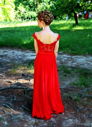 Шикарное вечернее выпускное красное платье в пол2 фото