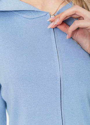Кофта жіноча на блискавці з капюшоном, колір блакитний, 244r008