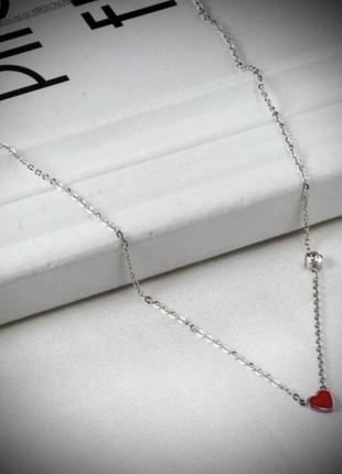 Подвеска с красным сердечком медицинская нержавеющая сталь красное сердце купить подвеску медзолото нежная подвеска минимализм трендовая модная