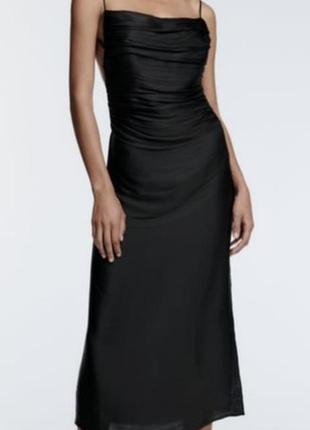 Изысканное сексуальное черное миди платье с открытой спиной, р. м