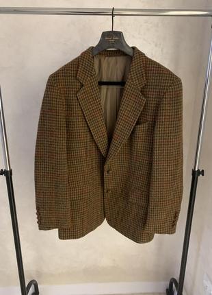 Пиджак harris tweed коричневый винтажный жакет блейзер1 фото