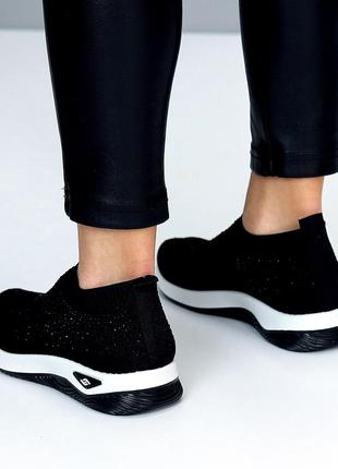 Чорні легкі текстильні жіночі кросівки у стразах доступна ціна 202757 фото