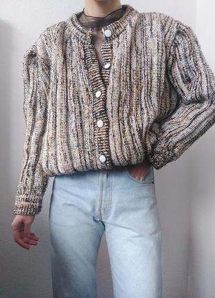 Шерстяний кардиган бомпер вінтаж светр шерстяний пуловер реглан лонгслів кофта шерсть светр оверсайз куртка7 фото
