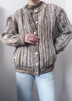 Шерстяний кардиган бомпер вінтаж светр шерстяний пуловер реглан лонгслів кофта шерсть светр оверсайз куртка8 фото