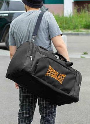 Мужская дорожная сумка everlast orange спортивная черная текстильная на 60л для путешествий4 фото