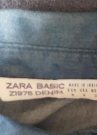 Модная джинсовая рубашка с вышивкой " zara basic "38-423 фото