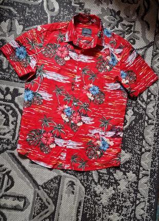 Фирменная английская хлопковая рубашка рубашка рубашка гавайка primark, новая.1 фото