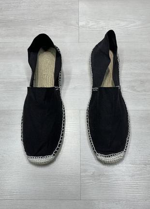 Espadrille летние мужские черные эспадрильи мокасины лапти3 фото