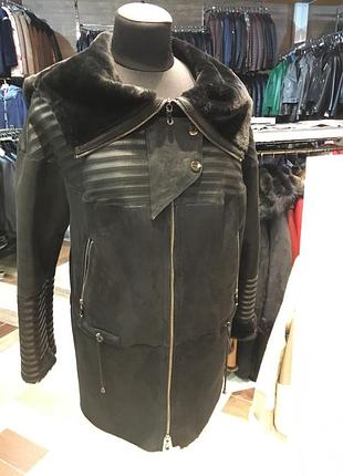 Пряма натуральна дублянка,капюшон