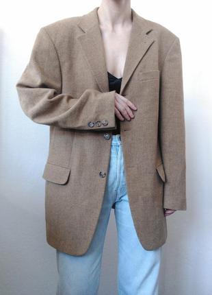Шерстяной пиджак бежевый жакет оверсайз винтажный пиджак беж блейзер шерсть жакет1 фото
