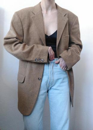 Шерстяной пиджак бежевый жакет оверсайз винтажный пиджак беж блейзер шерсть жакет5 фото