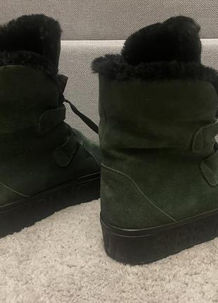 Ботинки зеленые на толстой подошве6 фото