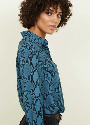 Брендова блузка, сорочка "new look" зі зміїним принтом. розмір uk10/eur38.3 фото