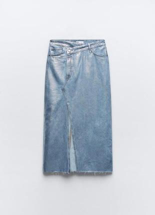 Новая джинсовая юбка zara с напылением4 фото