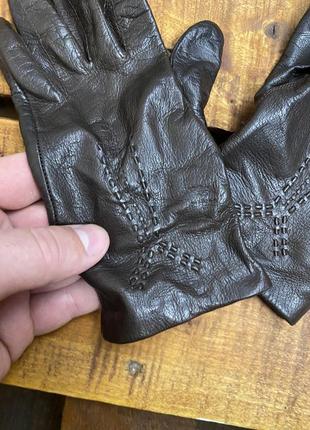 Женские кожаные перчатки (идеал оригинал коричневые)3 фото
