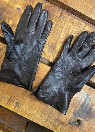 Женские кожаные перчатки (идеал оригинал коричневые)4 фото