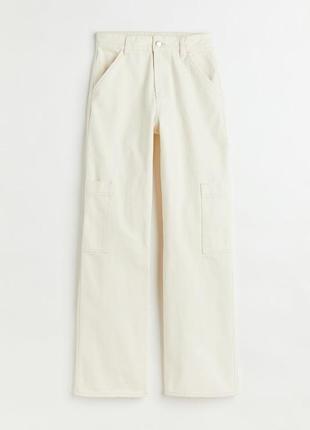 Джинсы карго wide leg молочные h&m - 38 - 79 10
