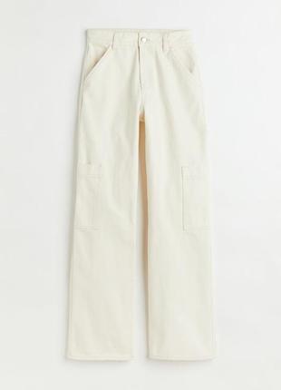 Джинси карго wide leg молочні h&m - 38 - uk 10