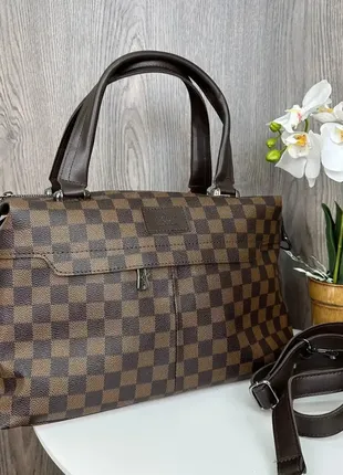 Женская сумка большая вместительная эко кожа  луи виттон сумка коричневая