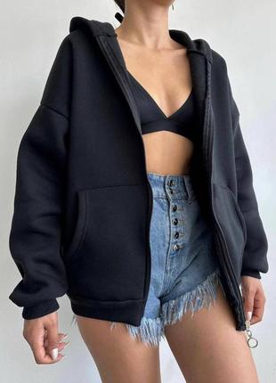 🎨3! стильное теплое худи оверсайз на флисе женское черное черное теплое худи на флисе флис