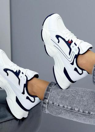 Кеди кросівки на високій підошві платформі танкетці масивній тракторній білі8 фото