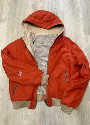 Куртка двухсторонняя 2 в1 tommy hilfiger женская оранжевая бежевая на две стороны1 фото