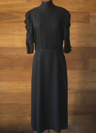 Черное платье с леопардовым принтом миди женское marks&spencer, размер xl, xxl