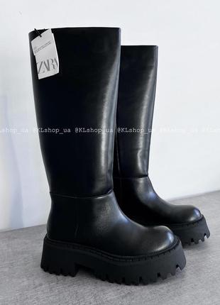Сапоги zara на высокой массивной подошве, ботинки, ботинки, сапожки, новая коллекция, сапоги
