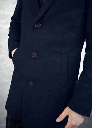 Кашемірове пальто на ґудзиках с5008 демісезонне темно-синій4 фото