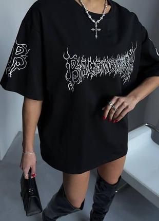 Футболка в стилі balenciaga чорна жовта біла котон