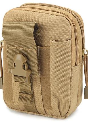 Тактична сумка - сумка для телефону, система molle органайзер тактичний з кордури. колір: койот1 фото
