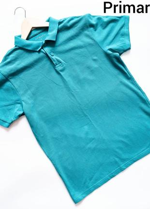 Мужская бирюзовая базовая футболка поло с принтом&nbsp; от бренда primark