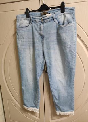 Летние джинсы удлиненные шорты капри р.52-547 фото