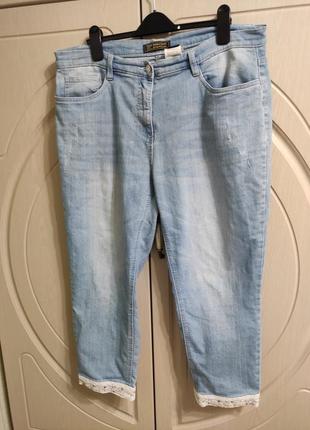 Летние джинсы удлиненные шорты капри р.52-542 фото
