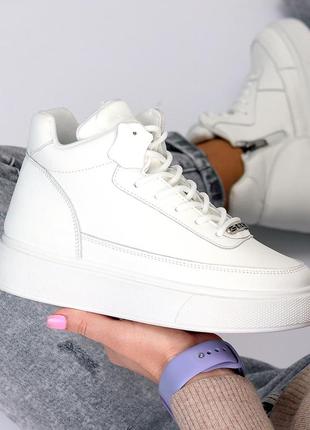 Білі хайтопи, популярна новинка для дівчат, натуральна шкіра шнурівка, застібка на весну 36,37,38,39