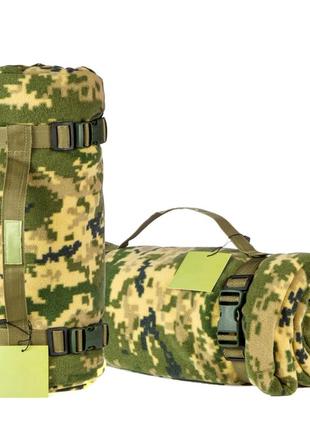 Тактичний флісовий плед 150х200см – ковдра для військових із чохлом. колір: піксель3 фото