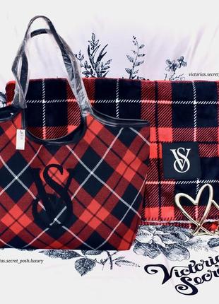 Женская сумка, тоут, шоппер тартан, шотландка victorias secret, виктория сикрет.5 фото
