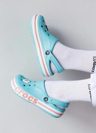 Крокс баябэнд клог голубые crocs bayaband clog ice blue/melon