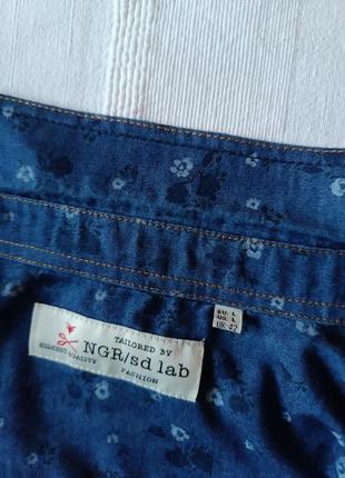 Чоловіча джинсова тоненька сорочка у дрібний квітковий принт tailored р.м/l6 фото