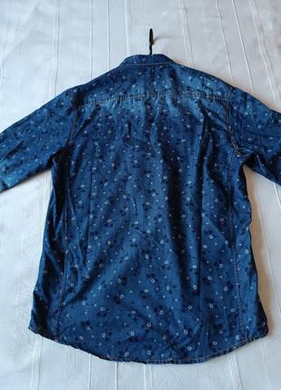 Чоловіча джинсова тоненька сорочка у дрібний квітковий принт tailored р.м/l3 фото