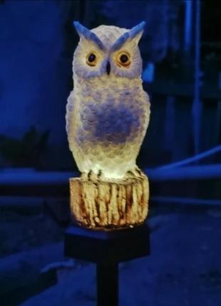Светильник декор сова на солнечной батарее1 фото
